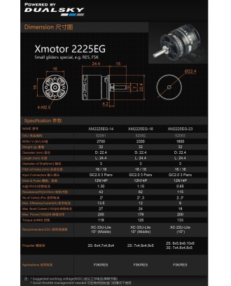 Dualsky XM2225EG Motor many KV to choose