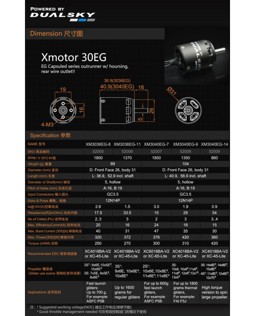 Wholesale 11pcs Dualsky XM3040EG Capsuled Motor KV860 KV1350 KV1850