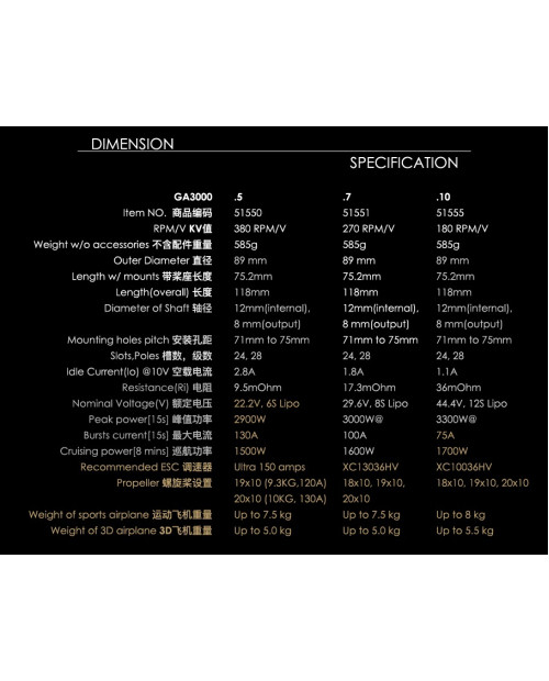 Wholesale 5pcs Dualsky GA3000 GA3500R 180KV 270KV 380KV 200KV Racing Edition Motor