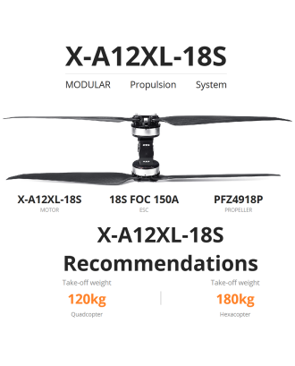 T-MOTOR A12XL-18S Modular UAV Propulsion System – KV64 Motor + 18S 150A ESC + MF4918P Propeller