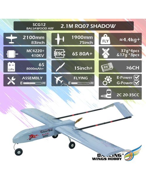 DW Hobby RQ-7 Shadow 2100mm ARF Balsa UAV Scale RC Plane – SCG12 DW Hobby RQ-7 Shadow 2100mm ARF Balsa UAV Scale RC Plane – SCG12